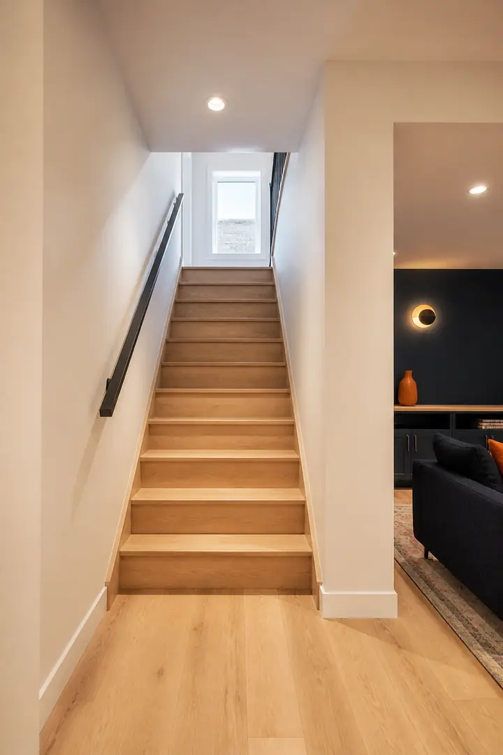 Design idea: smooth finished drywall in a bright basement