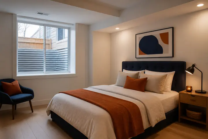 Design idea: a basement bedroom with a large egress window